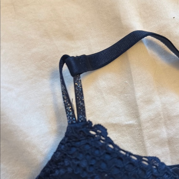 Navy Blue Lace Overlay Padded Bra - Picture 4 of 6